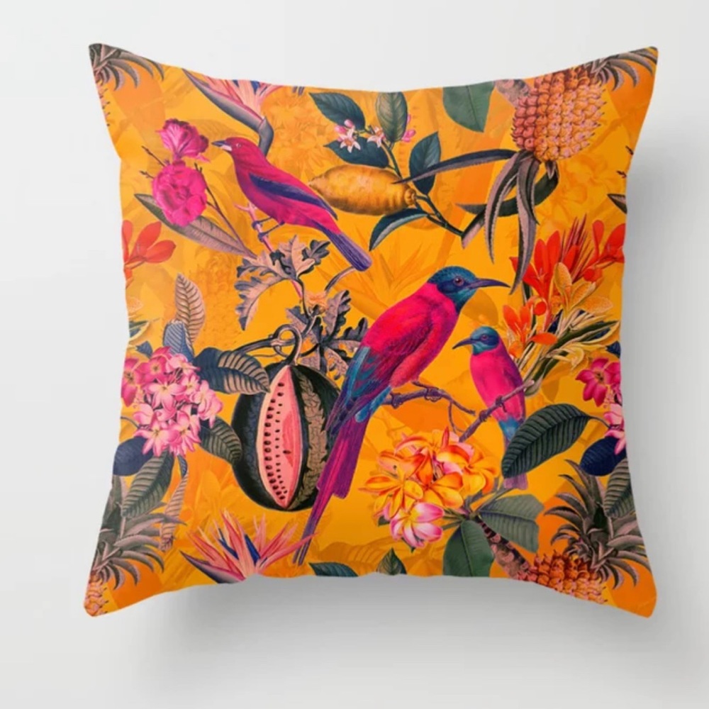 Summer botanical jungle garden throw pillows